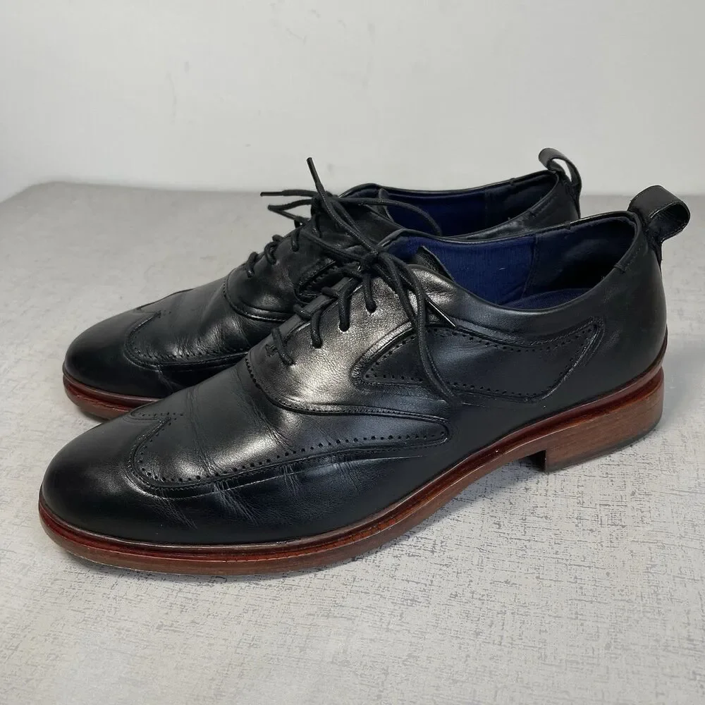 Cole Haan Men's 8.5 M‎ Black Leather Washington Grand 2.0 Oxford Shoes C28182